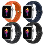 Runostrich Sport Band Compatible with Apple Watch Band 40mm 38mm, Soft Silicone Replacement Breathable Strap Compatible iWatch SE Series 6 5 4 3 2 1 (38mm/40mm, Black+Dark Gray+Dark Blue+Orange)
