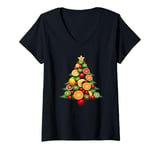 Womens Tropical Fruit Christmas Tree V-Neck T-Shirt