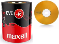 100 Genuine Maxell DVD-R 16x 4.7GB Blank DVD Media Discs Shrinkwrap