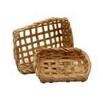 Melody Jane Dolls House 2 Rectangle Wicker Baskets Miniature Shop Store Kitchen Accessory