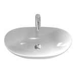 EMKE Lavabo à Poser Ovale 61.5 × 36 × 15.5 cm, Lavabo en Céramique pour Salle de Bain et WC Invités, Mini Lavabo Petit,Blanc