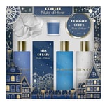 Coffret Bain et Soins Nuits d' Hiver - Gel Douche 150 ml, Bain Moussant, Lait Corporel, Sels de Bain - Cadeau Femme Beauté, Soin Corps, Bien Etre - Kit Cocooning - French Tendance