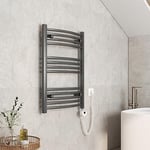 EMKE Sèche-Serviette électrique, 750 x 600 mm Anthracite 300W, Radiateur sèche-Serviettes électrique Salle de Bain avec température réglable élément Chauffant