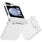 DOMAVER Coque Samsung Z Flip 5 5G, Mat Protection de Charnière, Coque de Téléphone Rigide Samsung Z Flip5 5G Silicone, PC Antichoc pour Samsung Z Flip 5 5G, Blanc