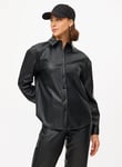 Tu Black Faux Leather Croc Detail Long Sleeve Shirt 12 female