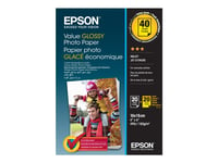 Epson Value Photo Paper Glossy - Blank - 100 X 150 Mm 20 Ark Fotopapper (Paket Om 2) - För Expression Home Hd Xp-15000  Expression Premium Xp-900, Xp-900 Stickers