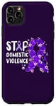 iPhone 11 Pro Max Stop Domestic Violence, purple roses in ribbon look, floral Case