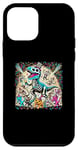 iPhone 12 mini Funny T-Rex Skeleton Dinosaur with Cats Happy New Year Party Case