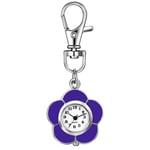 JewelryWe Montre Mousqueton Femme Fantaisie: Montre Porte Clé Floral Analogique Quartz avec Cadran à Chiffres Arabes Facile à Lire et Clip Acier Inoxydable pour Sac à Dos - Cadeau Pratique