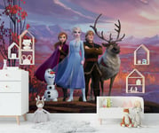 Disney Frozen photo wallpaper 252x182 cm purple decor Anna Olaf Snow Queen Elsa