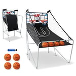 COSTWAY Foldable Basketball Arcade Game, Dual Shot Electronic Basketball Game with 8 Modes, 4 Balls and LCD Scoreboard, Indoor Basketball Hoop for Kids, Adults (White)