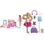 Barbie Skipper Babysitters Inc. Bounce House Playset, Toy for 3 Year Olds & Up & ​Chelsea Travel Doll, Blonde, With Puppy, Carrier & Accessories, For 3 To 7 Year Olds, FWV20