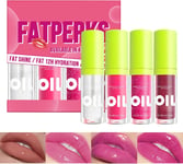 Leogony 4PCS Lip Oil Set, Non-Sticky Fat Oil Lip, Moisturizing Lip Oils Long Las