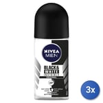 3x Nivea Black & Blanc Homme Déodorant Roll-On 50 ML 1 Pièces