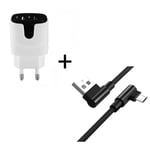 Pack Pour Samsung Galaxy J3 2016 Smartphone Micro Usb (Cable 90 Degres Fast Charge + Double Prise Secteur Couleur) - Noir