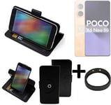 For POCO X6 Neo protective case + Bumper black cover bag wallet flipstyle Case C