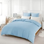 REDKEY Bedding Housse de Couette 200x220 cm avec 2 Taies d'oreiller 80x80 cm - Bleu Clair Parure de Lit 2 Personnes avec Fermeture Éclair - Sets de Housse Couette en Microfibre