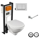 Jacob Delafon - Pack wc suspendu sans bride Patio + porte-rouleau Eo Classique