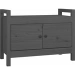 Helloshop26 - Banc banquette d'entrée 80 x 40 x 60 cm bois de pin massif gris