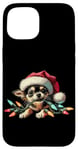 Coque pour iPhone 15 Cordon lumineux de Noël à mâcher pour chihuahua