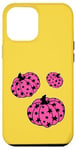 Coque pour iPhone 12 Pro Max Rose vif rétro années 80 90 étoiles citrouilles mignonnes jaune d'automne