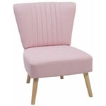 Fauteuil Scandinave en Tissu Rose avec Pieds en Bois et Rembourrage Épais pour Salon au Style Nordique Moderne Beliani