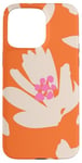 iPhone 15 Pro Max Bold White Flowers on Orange Background Case