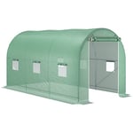 Outsunny Serre de Jardin Tunnel Surface Sol 8 m² 4L x 2l x 2,05H m châssis Tubulaire renforcé Porte zippée 6 fenêtres enroulables Vert