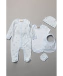 Rock A Bye Baby Boy Sky Blue Toy Print Cotton 5-Piece Gift Set - Size Newborn