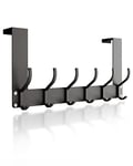 Victoper Over Door Hook Hanger 12 Hooks, Assembly-Free Matte Texture Over Door Hanger for Clothes Coat Towel Bag Robe Bathroom Door Hooks Black