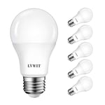 LVWIT 9.5W Ampoule LED E27, Equivalent à Ampoule Sphérique 75W, Blanc Froid 6500K, Globe A60 Culot E27 1055Lm ultra-brillante, Ampoule Givré Grosse Vis(lot de 6)