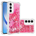 IMEIKONST Samsung Galaxy A35 5G Glitter Case, Liquid Sparkle Quicksand Clear Transparent Sequin Girls Slim TPU Bumper Silicone Shockproof Cover for Samsung Galaxy A35 5G. Love Pink YBW