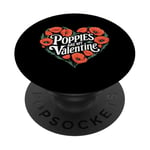 Poppies Are My Valentine Red Poppy Flower Valentines Day PopSockets Adhesive PopGrip