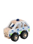 Wooden Police Car With Rubber Wheels White Magni Toys