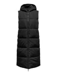 ONLY Women Long Puffer Vest | Padded Quilted Transitional Jacket Sleeveless | with Hood ONLALINA, Colours:Black, Size:XS