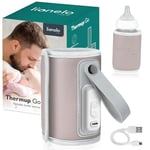 LIONELO Thermup Go Chauffe-biberon portable pour maintenir la température, fonction de charge USB, chauffage du lait et des aliments pour bébés, pour voiture, BPA FREE (Rose)