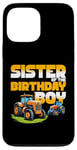 Coque pour iPhone 13 Pro Max Tracteur de ferme pour enfant avec inscription « Sister of the Birthday »