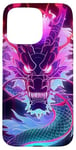 Coque pour iPhone 15 Pro Max Cyber Dragon fluo