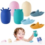 HOTUT Jouet de Bain Bébé, 7 Pièces Jouets de Bain en Silicone avec Ouverture, Pulvérisable, Jouets d'eau Compressibles, Animaux Jouets Flottants, Jouets Baignoire pour Le Bain Piscine La Plage Cadeaux