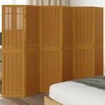 vidaXL Room Divider 6 Panels Brown Solid Wood Paulownia