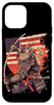 iPhone 12 mini Cat Samurai American Flag Samurai Cat Art Patriotic Cat Case