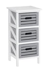 Premier Housewares Vermont Commode 3 tiroirs Cadre en Bois de Paulownia, Gris et Blanc, 3 Drawer