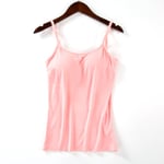 Vadderad mjuk BH Linne Spaghetti Camisole med inbyggd Pink M