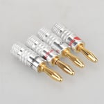 HIFI LIVE 4 pièces/ensemble 4mm cuivre pur plaqué or fiche banane connecteur pour Audio vidéo haut-parleur adaptateur Terminal connecteurs Kit - Type A02b-1 set( 4 pieces)