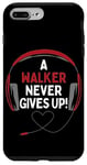 Coque pour iPhone 7 Plus/8 Plus Casque personnalisé avec citation de jeu « A Walker Never Gives Up »