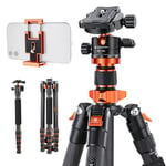 Carbon Fiber Camera Tripod 68"/172cm, K&F Concept SA255C1 Lightweight Compact Tripod Monopod with Ball Head Quick Release Plate Carrying Bag Loading Up to17.6lbs/10KG for DSLR Canon Nikon Sony