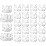 30 st vita kattmask vita rävmask djur halv ansiktsmaskerad mask papper omålad tom DIY halloweenmask för maskerad rollspel fest-WELLNGS 30pcs