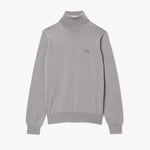 Lacoste Mens Merino Wool Roll Neck Sweatshirt in Grey material_Wool - Size Small