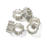 Penguin Home® Lot de 6 ronds de serviette en perles de style bracelet fabriqués à la main Perles sur maille de fer Ensemble de porte-serviettes blanc pour table à manger fête de mariage 4,5 x 2,8 cm