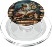 Portrait d'une fille lisant des livres d'histoire et son imagination PopSockets PopGrip pour MagSafe